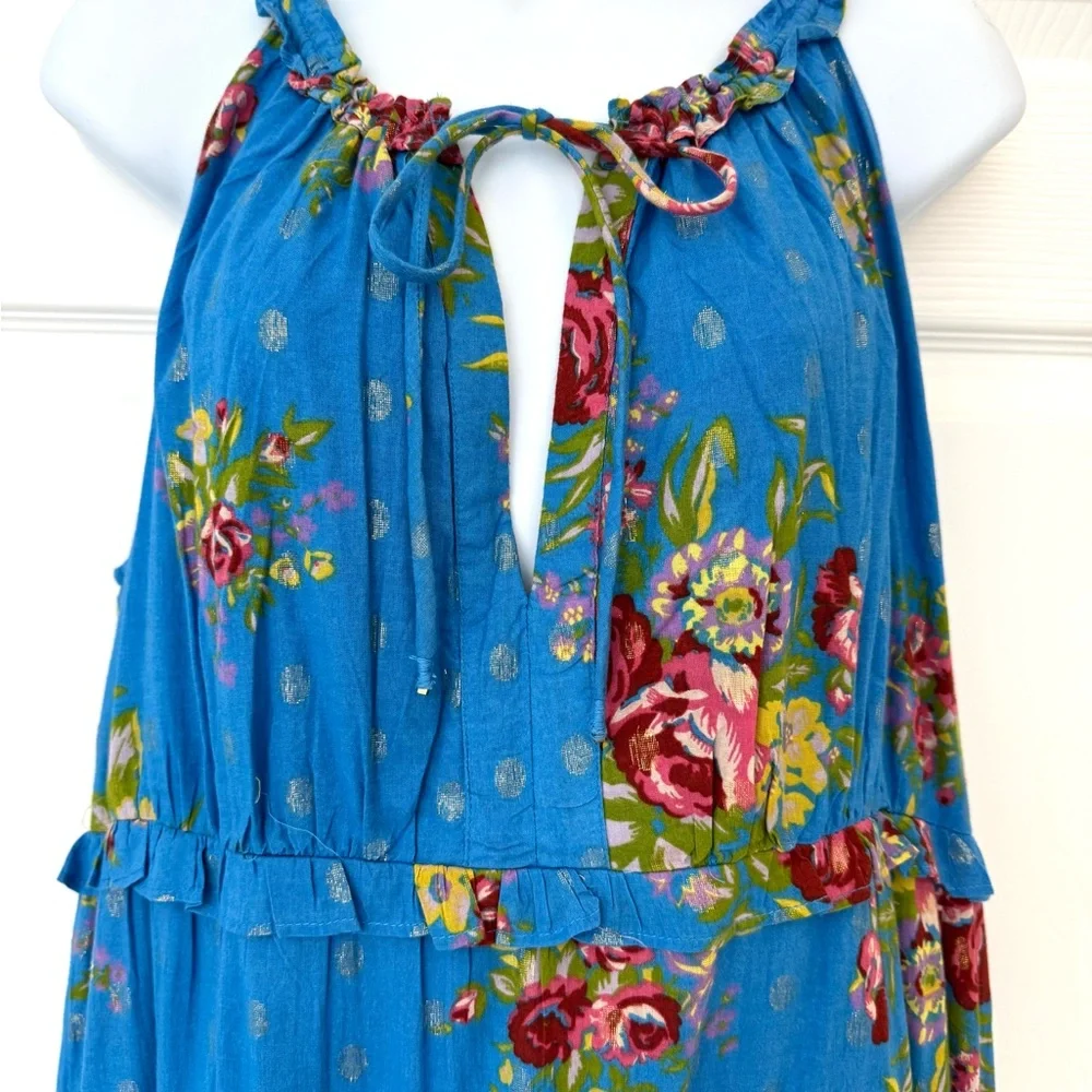 House of Harlow 1960 Helena Floral Maxi Dress Blue Multi Size S NWT Boho - Picture 4 of 6